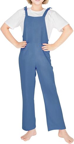 JiAmy Girls Casual Loose Overalls Jumpsuits One Piece Sleeveless Wide Leg Long Pant Rompers With Pockets 5-12 Years in Saudi Arabia