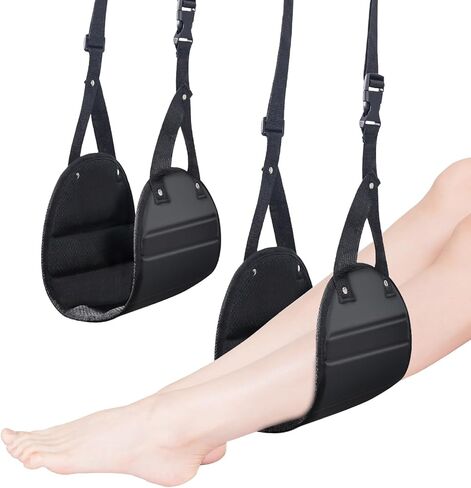 2-Pack Portable Foot Hammock Travel Essentials - Adjustable Airplane Foot Rest for Long Flights & Office Work with Carry 2 Bags- Ergonomic Must-Haves for Travelers & Desk Workers in Kuwait
