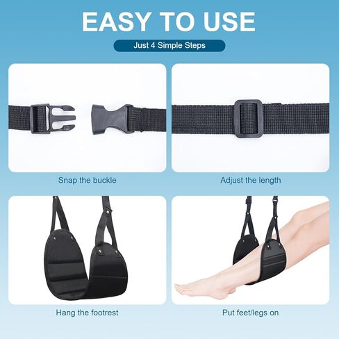 2-Pack Portable Foot Hammock Travel Essentials - Adjustable Airplane Foot Rest for Long Flights & Office Work with Carry 2 Bags- Ergonomic Must-Haves for Travelers & Desk Workers in Kuwait