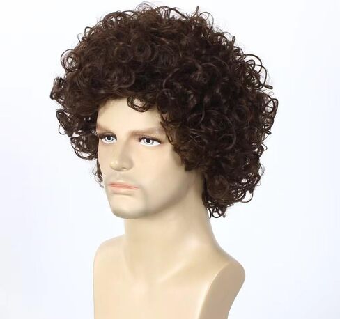Men's or Boy Wig Reddish Brown Short Curly Wig Halloween Costume Wig in Saudi Arabia