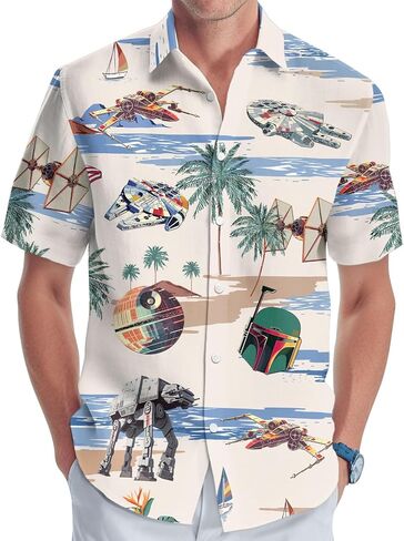 قميص هاواي مضحك للقطط، قميص قطة لطيف بأكمام قصيرة وأزرار سفلية، هدايا للصيف، هدايا عيد الميلاد in Kuwait