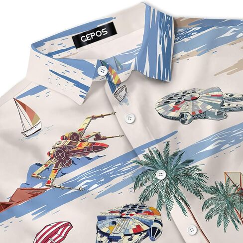 قميص هاواي مضحك للقطط، قميص قطة لطيف بأكمام قصيرة وأزرار سفلية، هدايا للصيف، هدايا عيد الميلاد in Kuwait