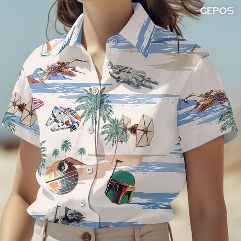 قميص هاواي مضحك للقطط، قميص قطة لطيف بأكمام قصيرة وأزرار سفلية، هدايا للصيف، هدايا عيد الميلاد in Kuwait