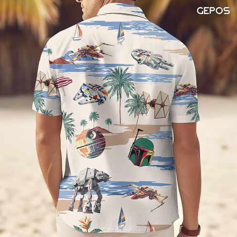 قميص هاواي مضحك للقطط، قميص قطة لطيف بأكمام قصيرة وأزرار سفلية، هدايا للصيف، هدايا عيد الميلاد in Kuwait