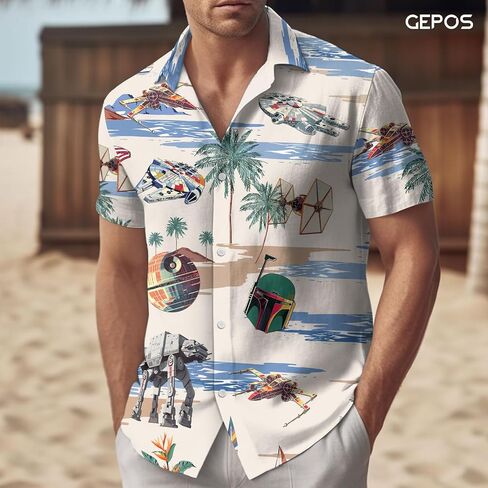 قميص هاواي مضحك للقطط، قميص قطة لطيف بأكمام قصيرة وأزرار سفلية، هدايا للصيف، هدايا عيد الميلاد in Kuwait