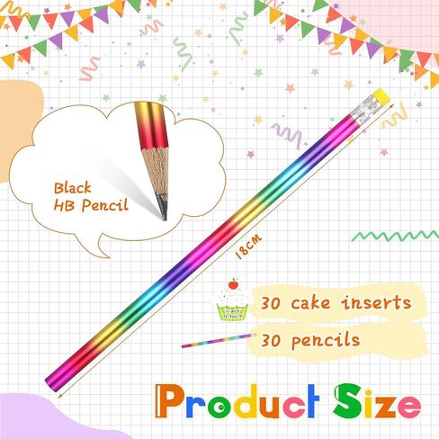 Fulmoon 90 Pcs Happy Birthday Gifts Sets for Kids Includes Color Changing Wood Pencils with Top Erasers Cupcakes Greeting Cards Birthday Bookmarks for School Classroom Students Birthday Party in Saudi Arabia