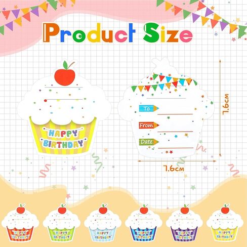 Fulmoon 90 Pcs Happy Birthday Gifts Sets for Kids Includes Color Changing Wood Pencils with Top Erasers Cupcakes Greeting Cards Birthday Bookmarks for School Classroom Students Birthday Party in Saudi Arabia