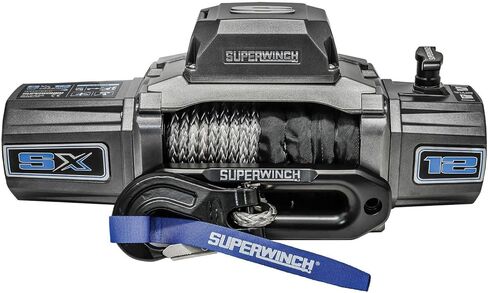 Superwinch 1712201 SX12SR 12V DC ونش انتعاش كهربائي مقاوم للماء 12000 رطل/5443 كجم سحب خط واحد مع Hawse Fairlead 3/8 بوصة × 85 قدم حبل اصطناعي محمول باليد ولاسلكي عن بعد بدون ربط قابض in Saudi Arabia