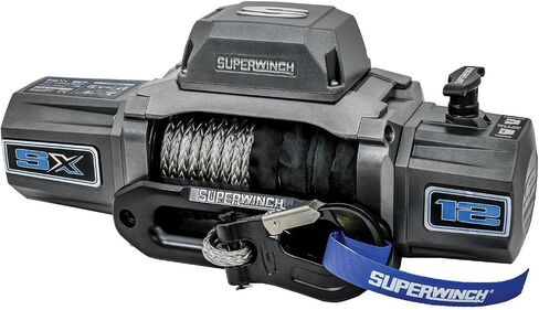 Superwinch 1712201 SX12SR 12V DC ونش انتعاش كهربائي مقاوم للماء 12000 رطل/5443 كجم سحب خط واحد مع Hawse Fairlead 3/8 بوصة × 85 قدم حبل اصطناعي محمول باليد ولاسلكي عن بعد بدون ربط قابض in Saudi Arabia