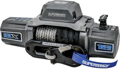 Superwinch 1712201 SX12SR 12V DC ونش انتعاش كهربائي مقاوم للماء 12000 رطل/5443 كجم سحب خط واحد مع Hawse Fairlead 3/8 بوصة × 85 قدم حبل اصطناعي محمول باليد ولاسلكي عن بعد بدون ربط قابض in Saudi Arabia