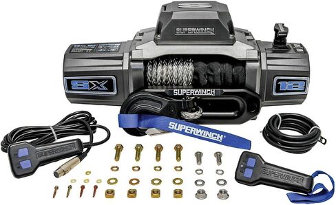 Superwinch 1712201 SX12SR 12V DC ونش انتعاش كهربائي مقاوم للماء 12000 رطل/5443 كجم سحب خط واحد مع Hawse Fairlead 3/8 بوصة × 85 قدم حبل اصطناعي محمول باليد ولاسلكي عن بعد بدون ربط قابض in Saudi Arabia