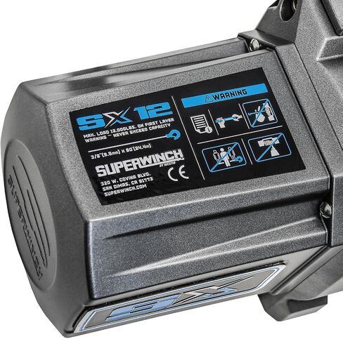 Superwinch 1712201 SX12SR 12V DC ونش انتعاش كهربائي مقاوم للماء 12000 رطل/5443 كجم سحب خط واحد مع Hawse Fairlead 3/8 بوصة × 85 قدم حبل اصطناعي محمول باليد ولاسلكي عن بعد بدون ربط قابض in Saudi Arabia