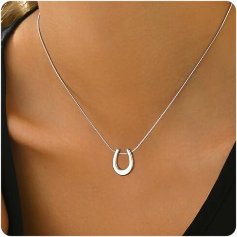 Gold Horn Necklace for Women Dainty Tiny Crescent Moon Necklace 18K Gold Plated Lucky Horse Shoe Pendant Necklace Minimalist Trendy Jewelry in Saudi Arabia