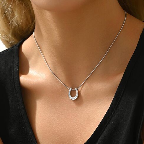 Gold Horn Necklace for Women Dainty Tiny Crescent Moon Necklace 18K Gold Plated Lucky Horse Shoe Pendant Necklace Minimalist Trendy Jewelry in Saudi Arabia