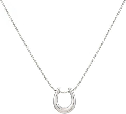 Gold Horn Necklace for Women Dainty Tiny Crescent Moon Necklace 18K Gold Plated Lucky Horse Shoe Pendant Necklace Minimalist Trendy Jewelry in Saudi Arabia