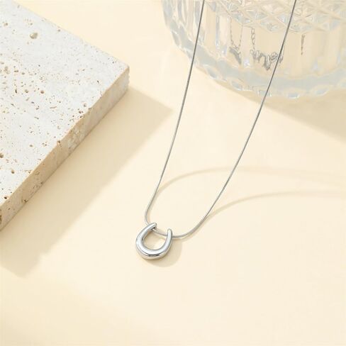 Gold Horn Necklace for Women Dainty Tiny Crescent Moon Necklace 18K Gold Plated Lucky Horse Shoe Pendant Necklace Minimalist Trendy Jewelry in Saudi Arabia