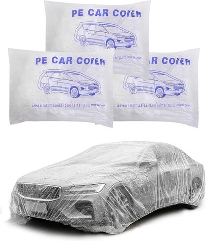 VARGTR 3 Packs Car Covers,Car Accessories Car Covers for Automobiles,Plastic Car Cover,Disposable Car Covers,Clear Car Protector with Elastic Band,for Sedan Outdoor (L(12.4ft * 21.6ft)) in Saudi Arabia