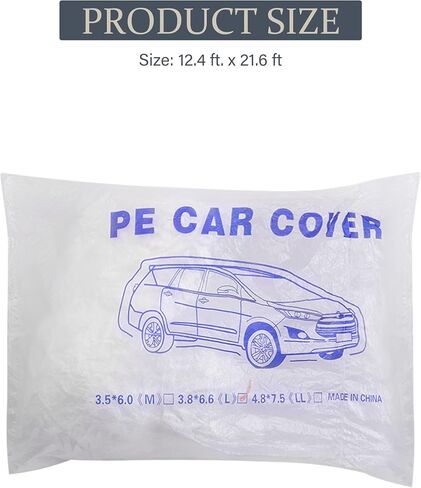 VARGTR 3 Packs Car Covers,Car Accessories Car Covers for Automobiles,Plastic Car Cover,Disposable Car Covers,Clear Car Protector with Elastic Band,for Sedan Outdoor (L(12.4ft * 21.6ft)) in Saudi Arabia