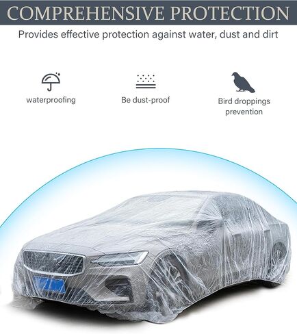 VARGTR 3 Packs Car Covers,Car Accessories Car Covers for Automobiles,Plastic Car Cover,Disposable Car Covers,Clear Car Protector with Elastic Band,for Sedan Outdoor (L(12.4ft * 21.6ft)) in Saudi Arabia