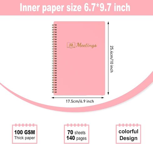 snootion Meeting Notebook for Work with Action Items, Project Planner Notebook for Note Taking, Office/Business Meeting Notes Agenda Organizer for Men & Women,140 Pages B5(7"x10") - Pink in Saudi Arabia
