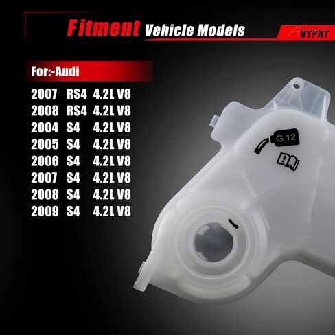 Coolant Overflow Recovery Expansion Tank Fits for:-Audi RS4 4.2L V8 2007 2008,S4 2004 2005 2006 2007 2008 2009 Reservoir Tank OE#8E0121403F, 172510, SK1034A, V108287(With Sensor & Cap) in Saudi Arabia