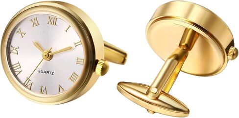 Avaner Men's Clip Cufflinks Watches: Analog Quartz Working Pocket Watch Gold Silver in Saudi Arabia