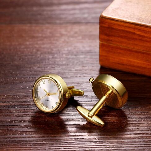 Avaner Men's Clip Cufflinks Watches: Analog Quartz Working Pocket Watch Gold Silver in Saudi Arabia