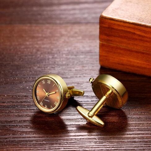 Avaner Men's Clip Cufflinks Watches: Analog Quartz Working Pocket Watch Gold Silver in Saudi Arabia
