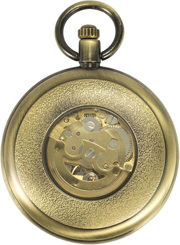 ساعة جيب أوتوماتيكية من ManChDa Steampunk Skeleton ذات وجه مفتوح للرجال in Kuwait