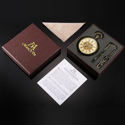 ساعة جيب أوتوماتيكية من ManChDa Steampunk Skeleton ذات وجه مفتوح للرجال in Kuwait