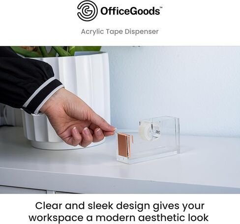 موزع شريط أكريليك من OfficeGoods - إكسسوار عصري جميل للمكتب الأنيق في المنزل أو المكتب أو المدرسة - يحمل بكرات شريط قياسية وكبيرة وكبيرة جدًا - فضي in Kuwait