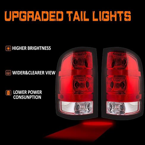 Tail Light Compatible With 2007 2008 2009 2010 2011 2012 2013 GMC Sierra 1500 2500HD 3500HD, A Pair Of Tail Lamps With Black border And Halogen Bulbs in Saudi Arabia