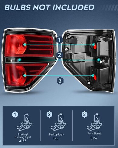 Nilight Passenger Side Taillight Assembly for 2009 2010 2011 2012 2013 2014 Ford F-F150 F150 Pickup Truck Right Side Taillight Rear Lamp Replacement OE Style Red Housing Tail lamp in Saudi Arabia