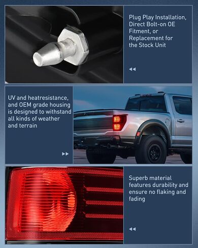 Nilight Passenger Side Taillight Assembly for 2009 2010 2011 2012 2013 2014 Ford F-F150 F150 Pickup Truck Right Side Taillight Rear Lamp Replacement OE Style Red Housing Tail lamp in Saudi Arabia