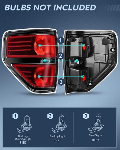 Nilight Passenger Side Taillight Assembly for 2009 2010 2011 2012 2013 2014 Ford F-F150 F150 Pickup Truck Right Side Taillight Rear Lamp Replacement OE Style Red Housing Tail lamp in Saudi Arabia