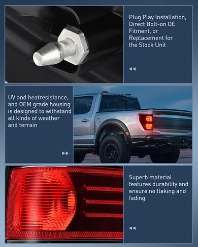 Nilight Passenger Side Taillight Assembly for 2009 2010 2011 2012 2013 2014 Ford F-F150 F150 Pickup Truck Right Side Taillight Rear Lamp Replacement OE Style Red Housing Tail lamp in Saudi Arabia