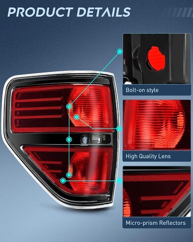 Nilight Passenger Side Taillight Assembly for 2009 2010 2011 2012 2013 2014 Ford F-F150 F150 Pickup Truck Right Side Taillight Rear Lamp Replacement OE Style Red Housing Tail lamp in Saudi Arabia
