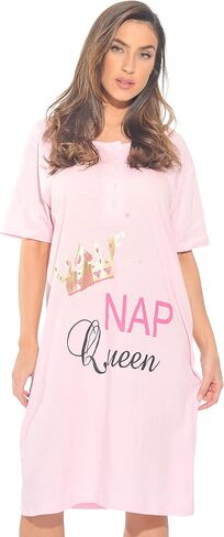 Just Love Short Sleeve Nightgown Oversized Screen Print Sleep Dress for Women in Saudi Arabia