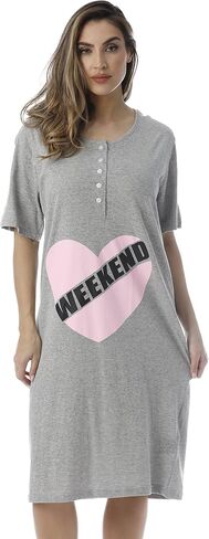 Just Love Short Sleeve Nightgown Oversized Screen Print Sleep Dress for Women in Saudi Arabia