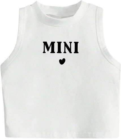 Girl's Glitter Heart Print Tank Top Sleeveless Crew Neck Loose Fit Casual Shirts in Saudi Arabia