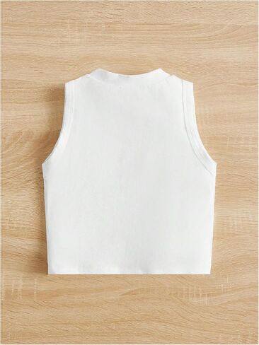 Girl's Glitter Heart Print Tank Top Sleeveless Crew Neck Loose Fit Casual Shirts in Saudi Arabia