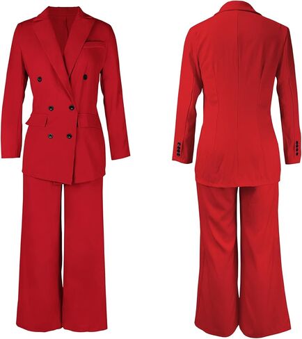 طقم سراويل وبنطلونات عصرية للسيدات من Tcremisa مكون من قطعتين من ملابس العمل كاجوال مزدوجة الصدر وسروال in Kuwait