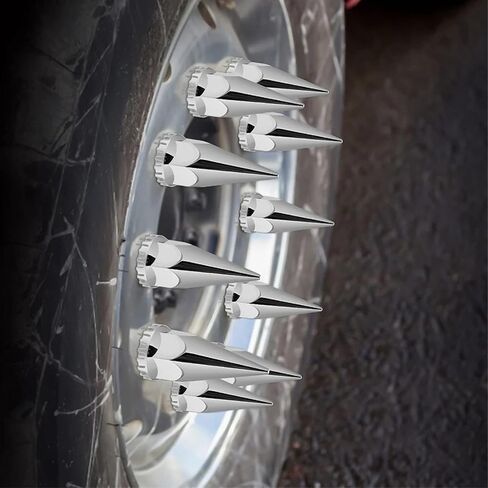 أغطية صواميل العروة 33 مم من Wadoy لشبه الشاحنات، 40 حزمة مع مقبس أداة إزالة غطاء صامولة العروة، 33 مم × 4-3/4 بوصة بلاستيك ABS مع مطلي بالكروم، مجموعة أغطية صواميل العروة المدببة in Kuwait