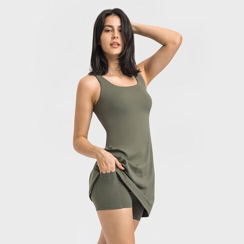 Womens Tennis Dress, Workout Dress with Built-in Bra & Shorts Pockets Summer Dress for Golf Athletic Dresses for Women in Saudi Arabia