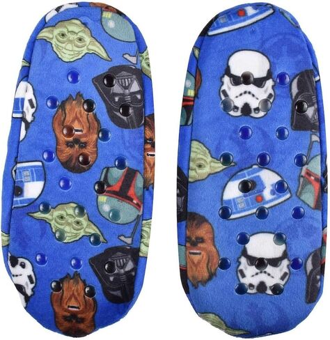 STAR WARS Boys' Fuzzy Babba Slipper Socks (M/L, Shoe Size: 13-4), Blue, 43MF300BPFKL-BLU in Saudi Arabia