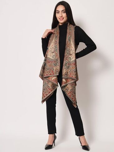 سترة نسائية قصيرة بأنماط بيزلي ملكية هندية منسوجة، متعددة الألوان، مقاس متوسط ​​- كبير in Kuwait