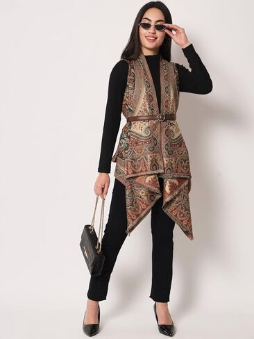 سترة نسائية قصيرة بأنماط بيزلي ملكية هندية منسوجة، متعددة الألوان، مقاس متوسط ​​- كبير in Kuwait