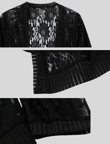 3/4 Sleeve Lace Cardigan for Women Open Front Floral Crochet Bolero Shrug Summer Beach Cover Ups Lace Top in Saudi Arabia