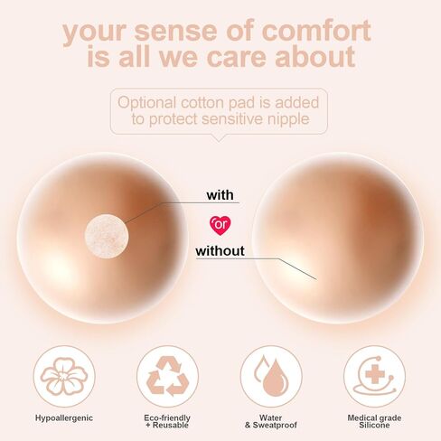 Ultra-Thin Nipple Cover, 4 Pairs Extra Nipple Covers for Women, Skin Safe Long-Lasting Adhesive Silicone Bras in Saudi Arabia