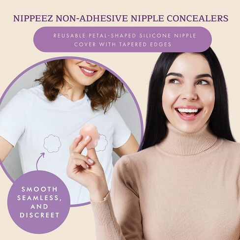 Shapeez - أغطية حلمات غير لاصقة من Nippeez، أغطية حلمات بتلات الثدي قابلة لإعادة الاستخدام، غطاء حلمة من السيليكون غير مسبب للحساسية مع حواف مدببة، بتلات حلمة مقاومة للماء، فطائر فطائر عريضة مقاس 4 بوصات in Saudi Arabia